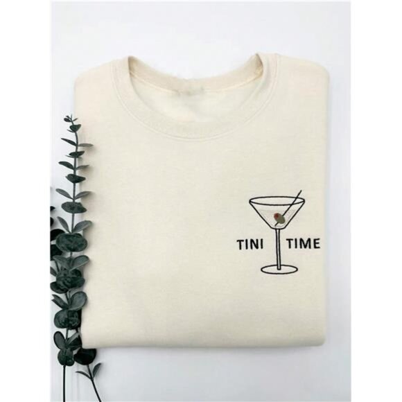 A Classy Chic Boutique Sweaters - Martini Sweatshirt, Embroidered Martini Sweatshirt, Tini Time, Martini Time,